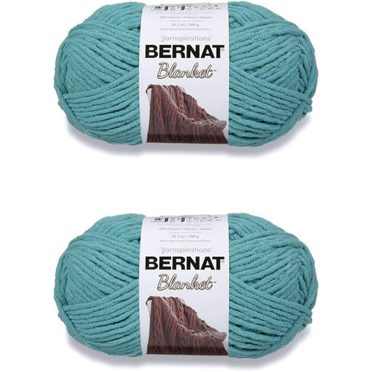 Bernat Blanket Light Teal Yarn - 2 Pack of 300g/10.5oz - Polyester - 6 Super Bulky - 220 Yards - Knitting/Crochet