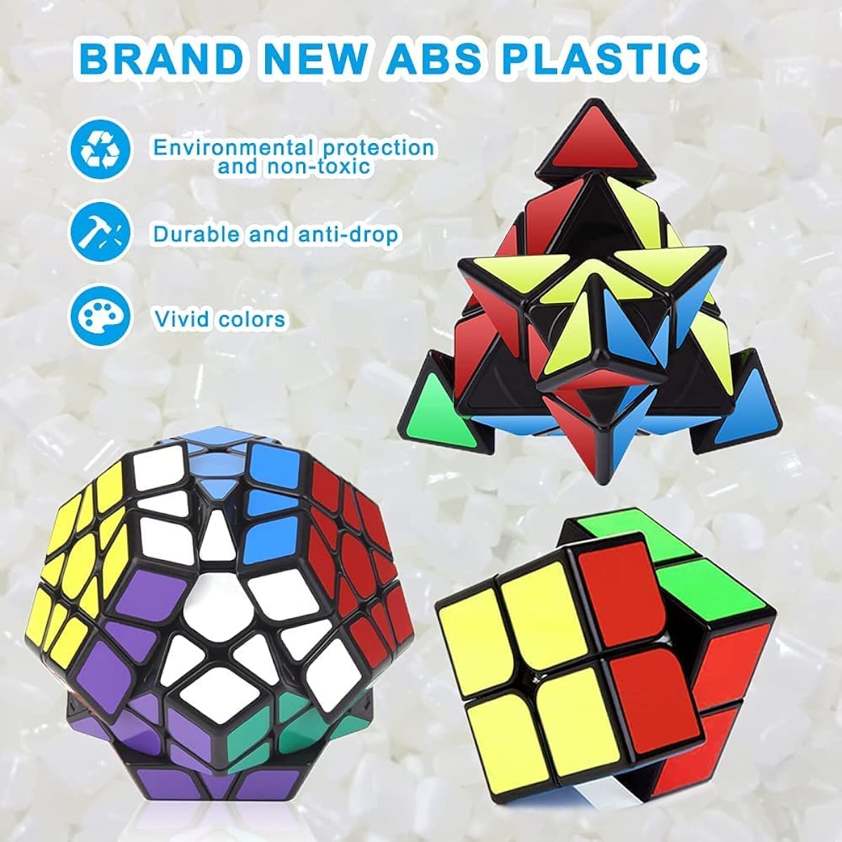 Roxenda Speed Cube Set, Speed Cube Set 2x2 3x3 Mirror Megaminx Cube and Pyramid Cube Set, Smooth Magic Cube Collection for Kids & Adults [5 Pack]