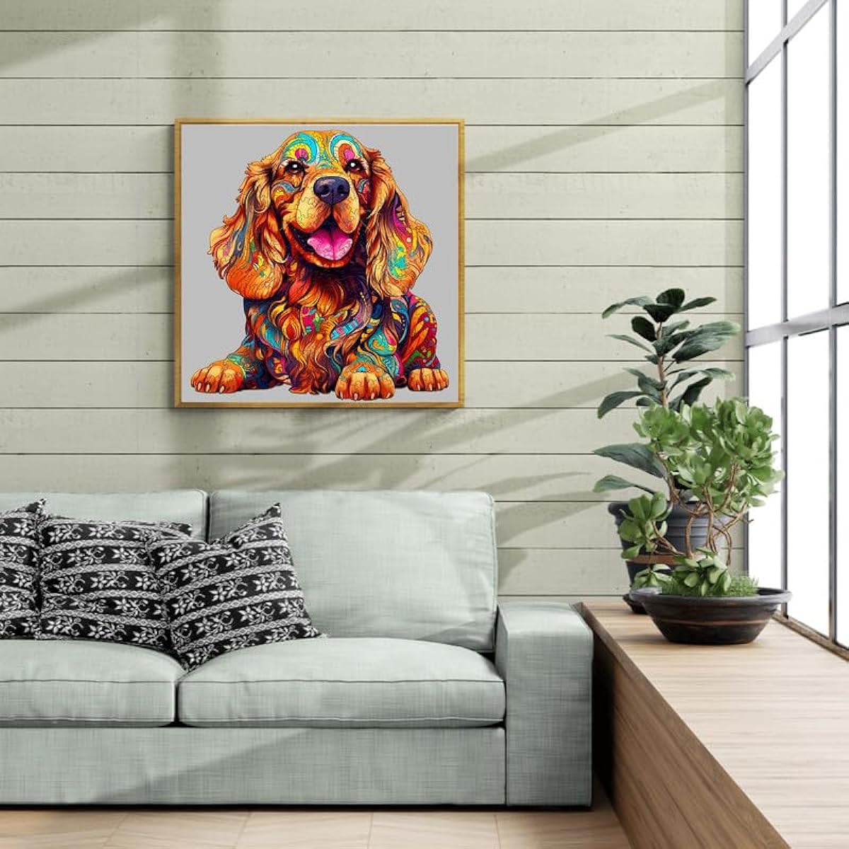 Jigfoxy Wooden Jigsaw Puzzle for Adults Cocker Spaniel Dog Wooden Puzzle for Adults Unique Animal Shape Birthday Gift for Family Friends Family Puzzle Game (M-10.8*11.4inch-210 Pieces)