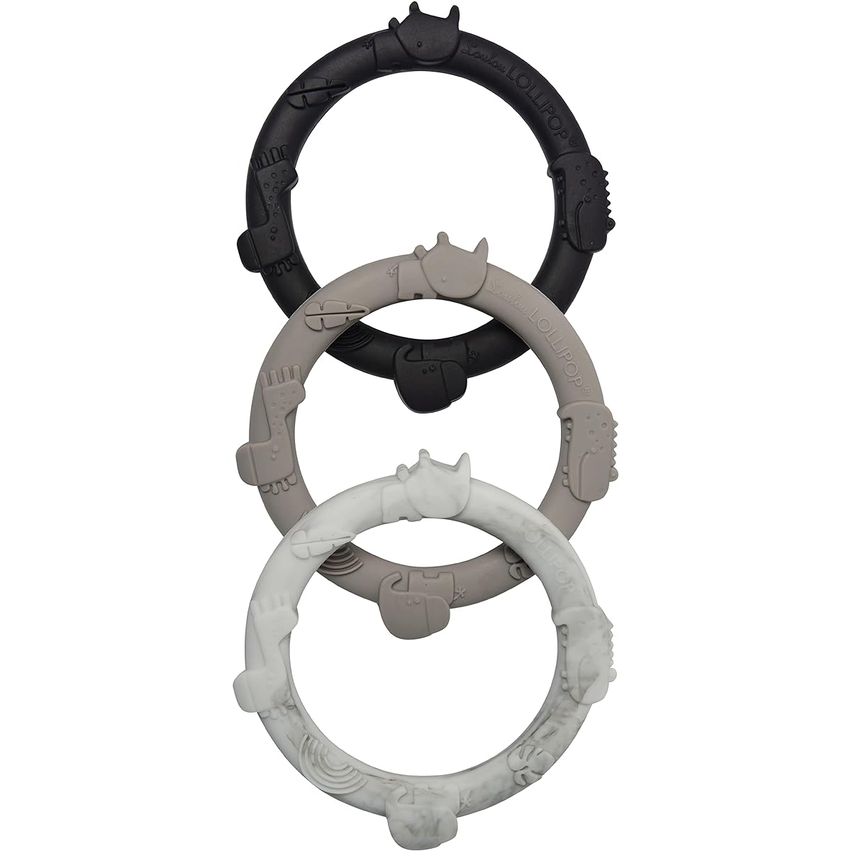 Loulou Lollipop Wild Teething Ring Set (Grey)