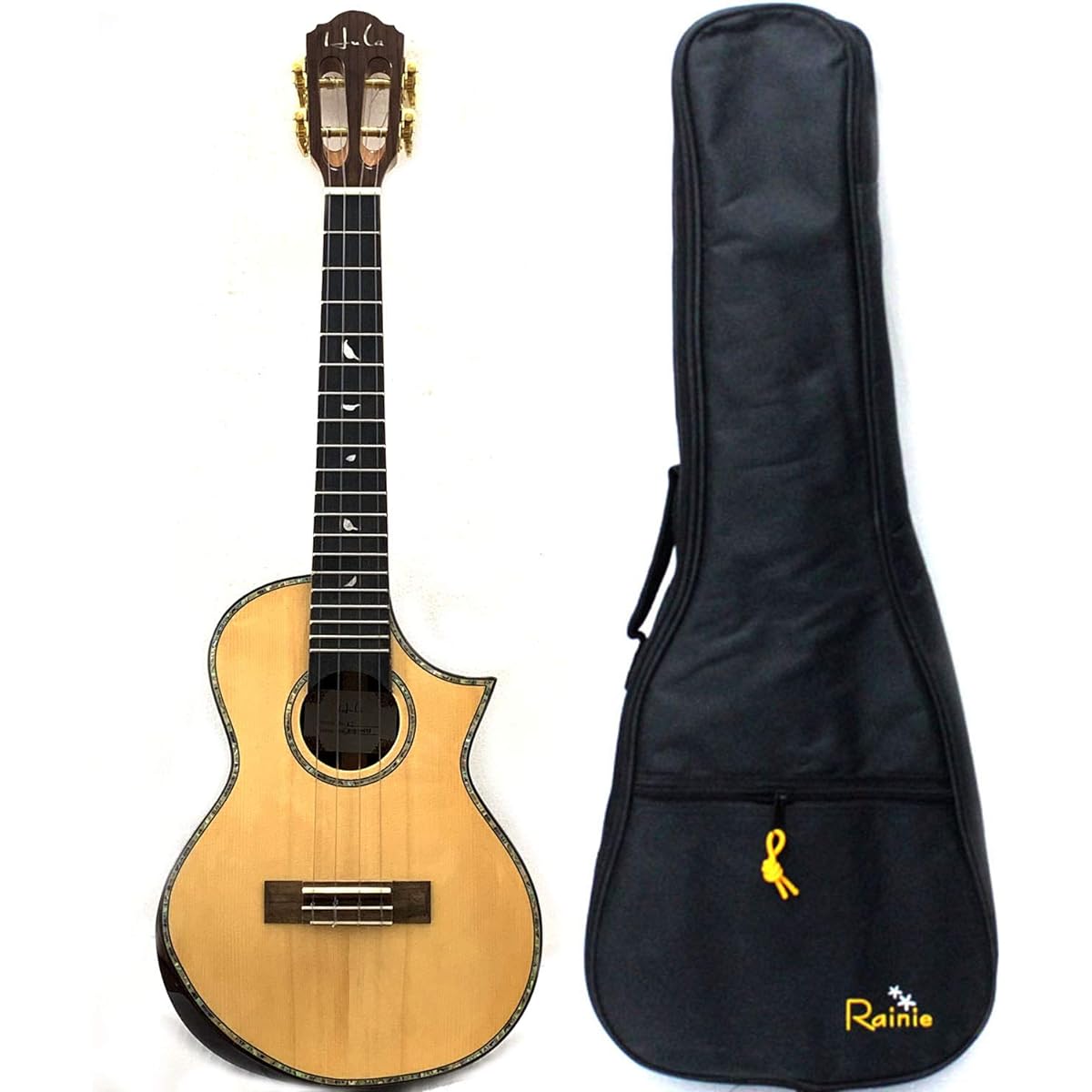 MUSOO Top Solid Spruce and Back Rosewood All Solid 26 Inch Tenor Ukulele with Gig Bag