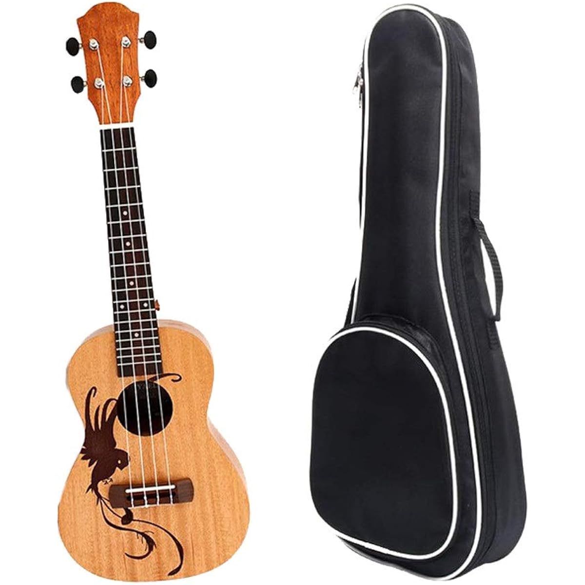 Ukulele Mini 21 Inch Soprano Ukulele Sapele Wood Nylon String Uke Hawaii Guitar with Gig Bag for Kids Students Beginners Musical Instrument Gift Ukulele Sopra (Color: Wood, Size: 21 inches)