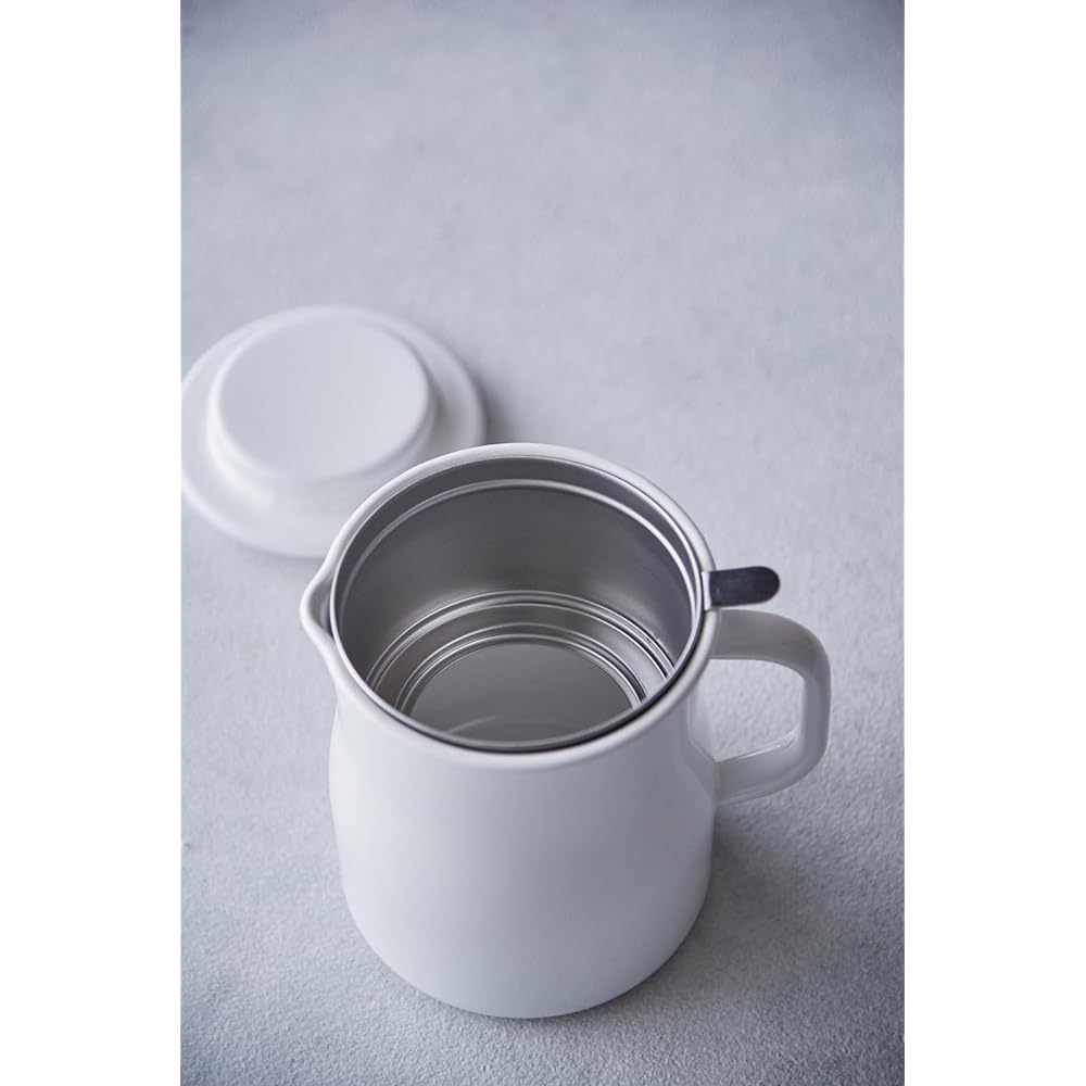Noda Horo Oil Pot Enamel 800ml All White Made in Japan Lokapo NOL-800