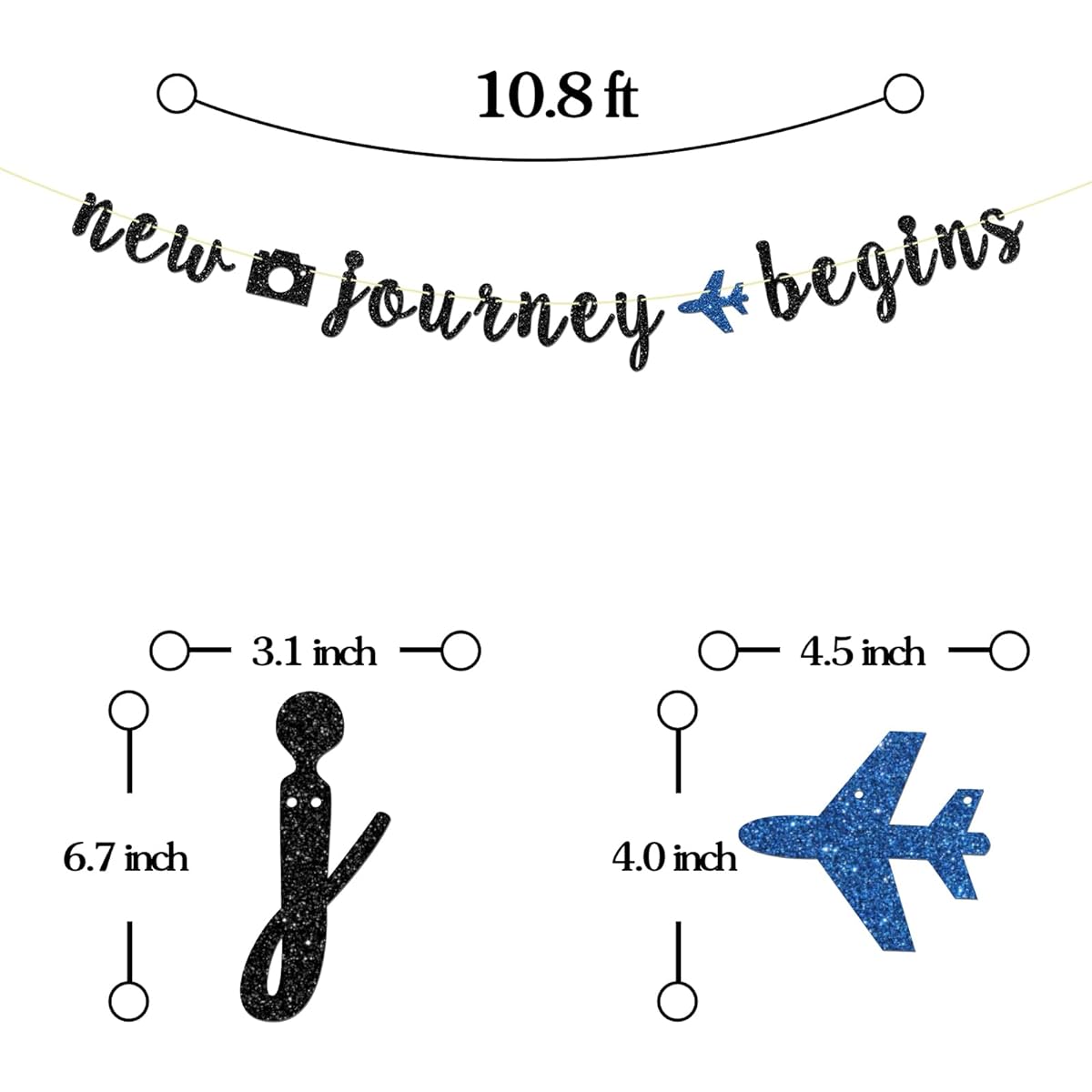 Maicaiffe Glitter New Journey Begins Banner - Funny Retirement Party Sign - Colleague Going Away Party Decorations - Farewell/Retirement/Job/Moving Party Supplies