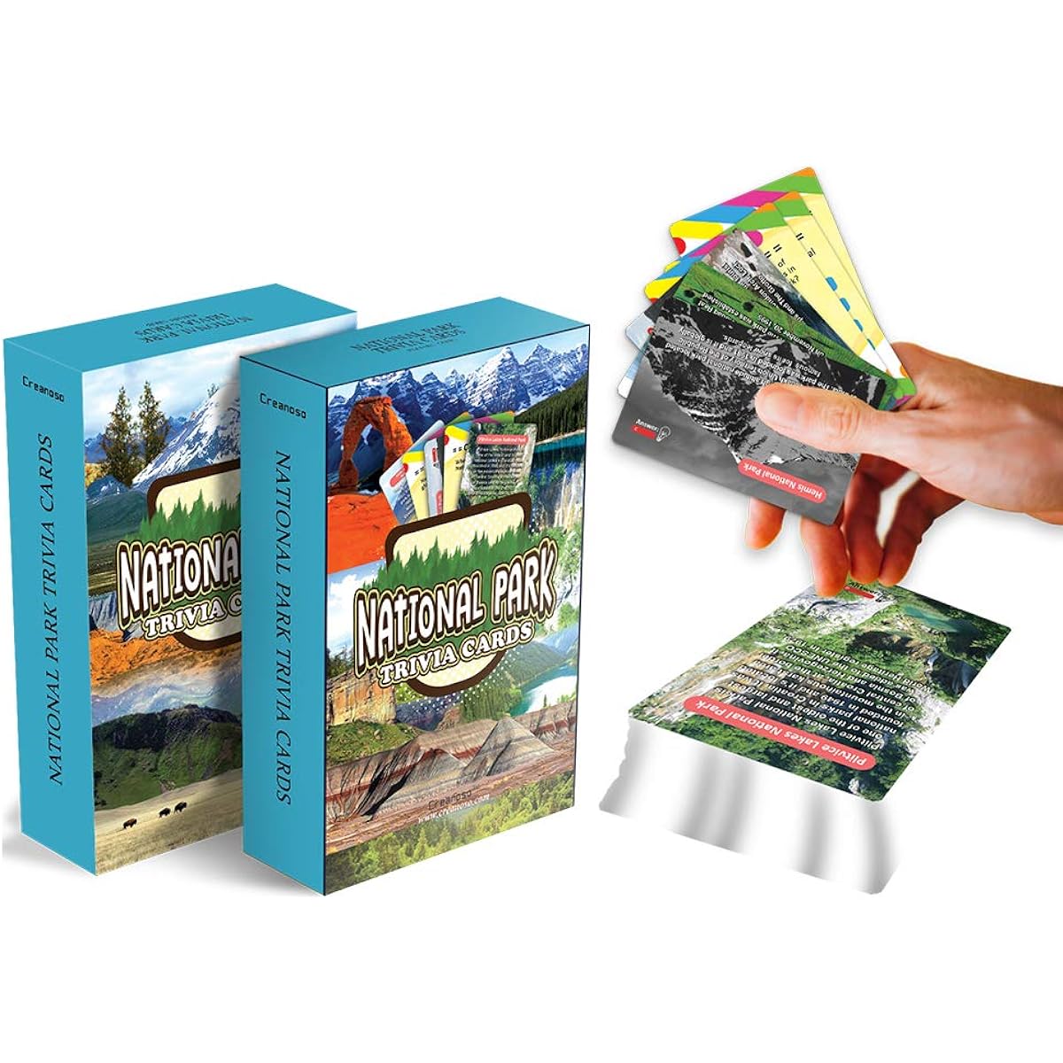 Creanoso National Parks Trivia Cards (2 Decks) - Themed Party Props Themed Games - Stocking Stuffers for Birthday and Wedding Celebrations, Wall Decor