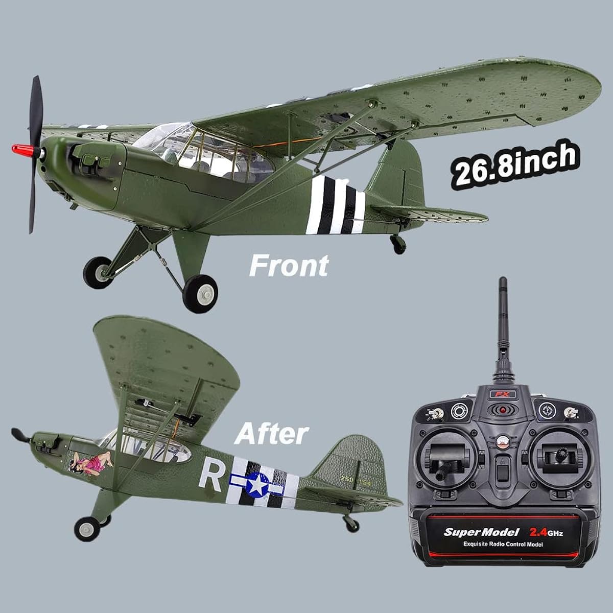SOWOFA Large Size 1:16 Brushless Power Remote Control Retro Piston Propeller Fighter 3D Gyroscope Aerobatic Remote Control Aircraft Model 14+