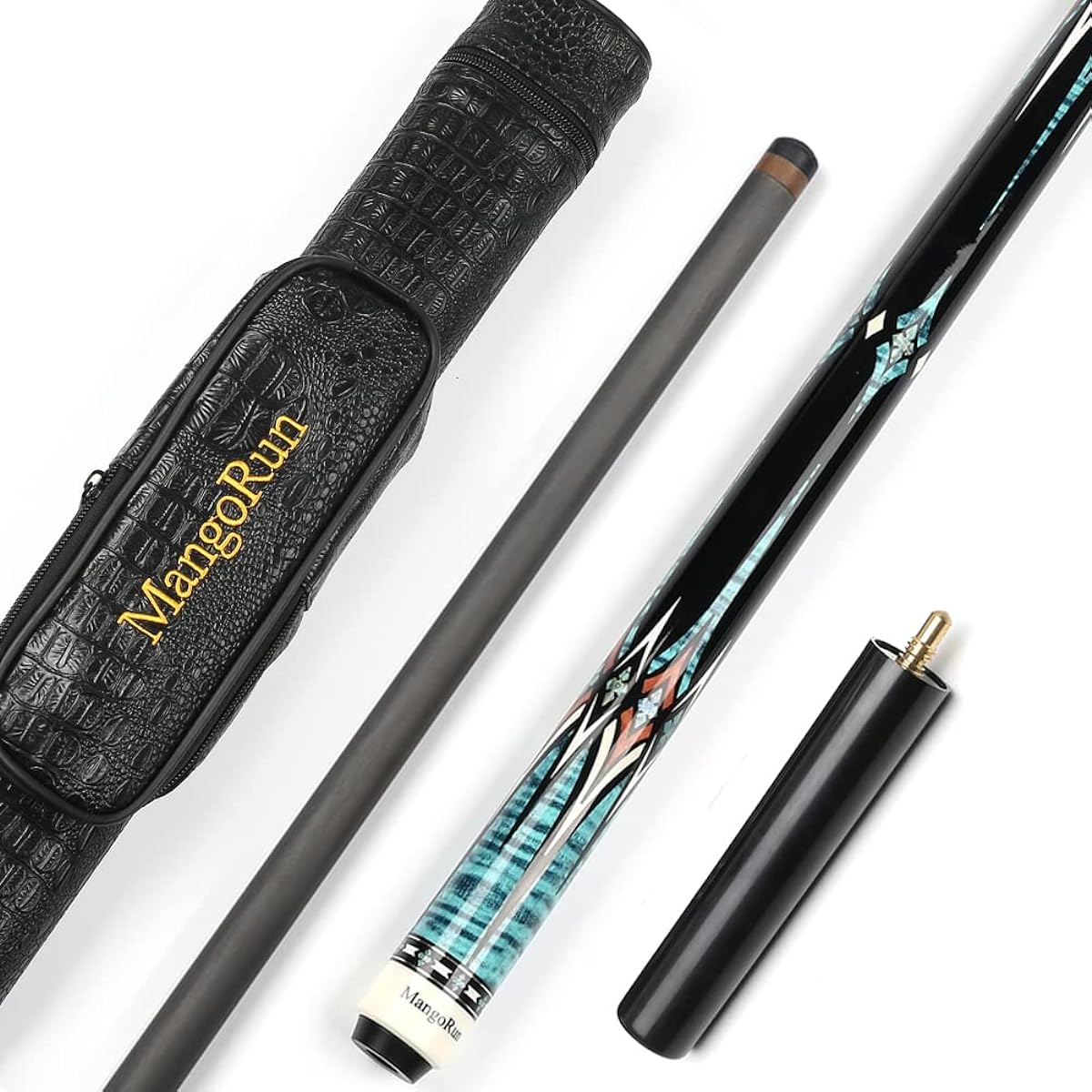 MangoRun Carbon Fiber Pool Cue Stick 12.5mm Low Deflection Billiard Cue Stick Case Set with Small Extension