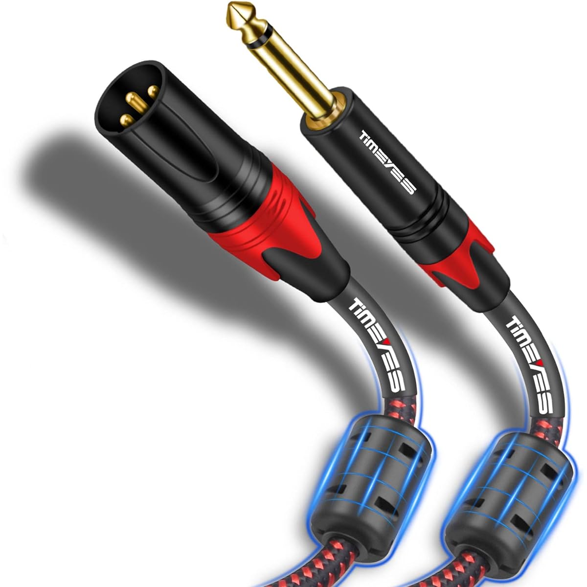TIMEYES 10m 1/4" TS to Male XLR Unbalanced Cable 33ft Male 6.35mm TS Plug to XLR 3 Pin Male Audio Cable Microphone Cable XLR - 1/4" Patch Cable Cord Jack 1/4 - XLR