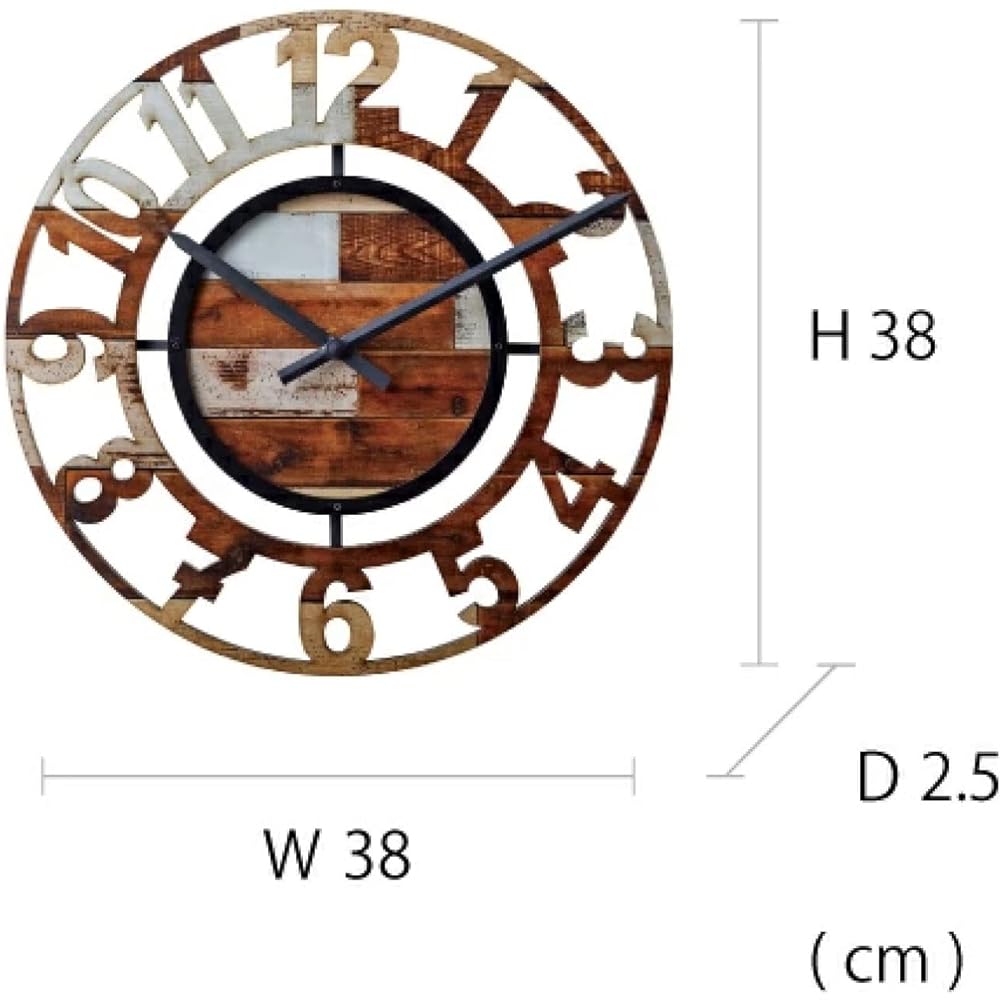 Interform Wall Clock Bercy CL-8325MX Mixed Color Black Wood Sweep Movement 38cm