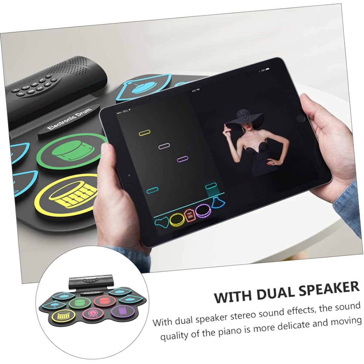 VICASKY Set Hand Roll Drum Kit Guitar Kit Electronic Kit For Kids Speaker Roll Up Drum Pad Midi Drum Kit Speaker Pad Midi