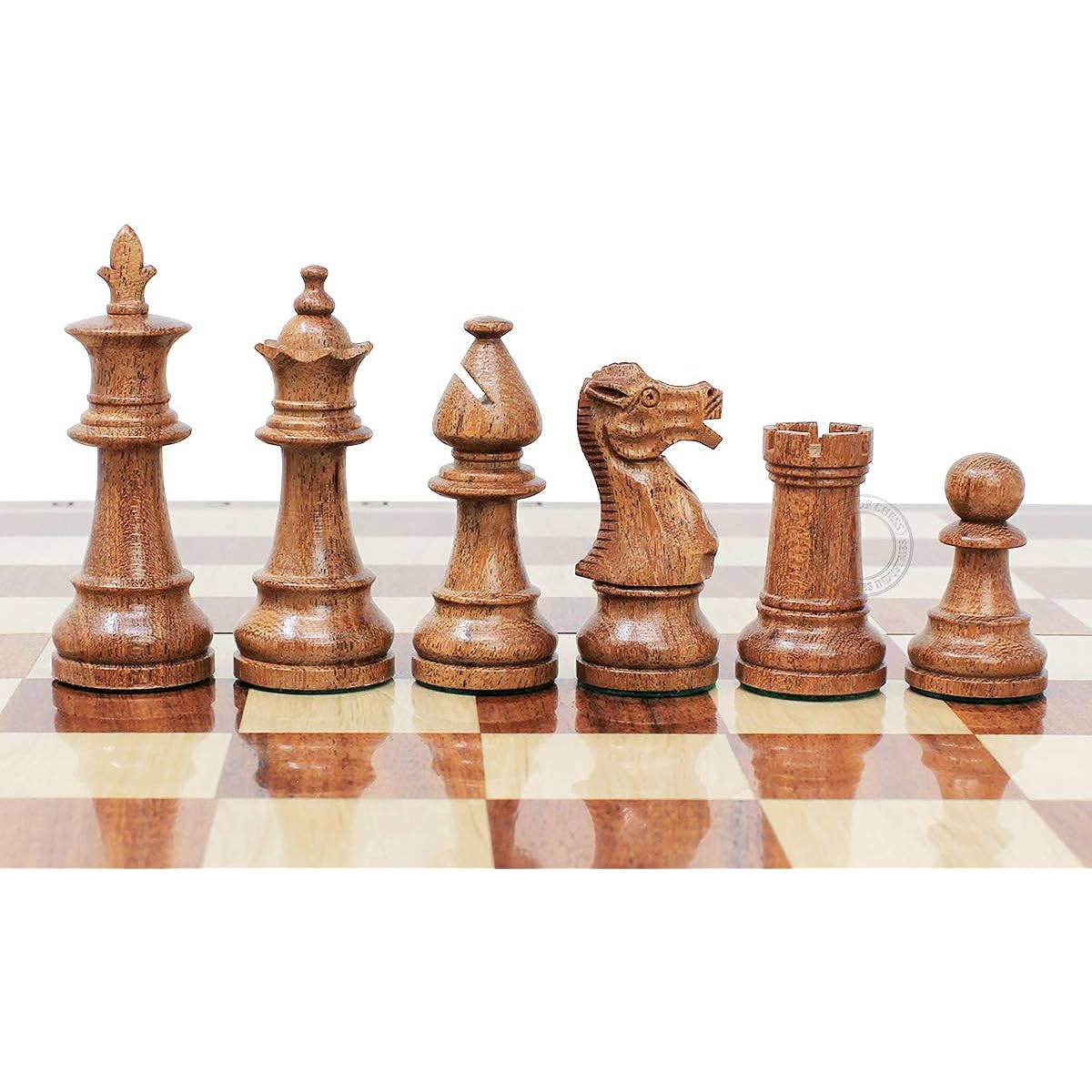 House of Chess - Victorian Staunton Golden Acacia Wood Chess Set - 14" x 14" Wood Folding Chess Board with Algebraic Notation - Wooden Chess Pieces King 3" High + 2 Queens