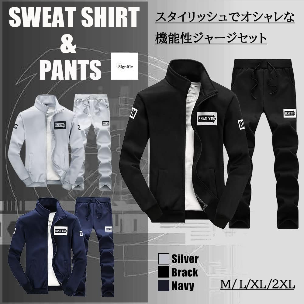 [ETSP] Men's Sweatshirt Top and Bottom, Stylish Jersey, Top and Bottom Set, Loungewear, Hoodie, Hood, Sweatshirt, Outerwear, Spring, Autumn, Winter, 4 Colors, M-2XL
