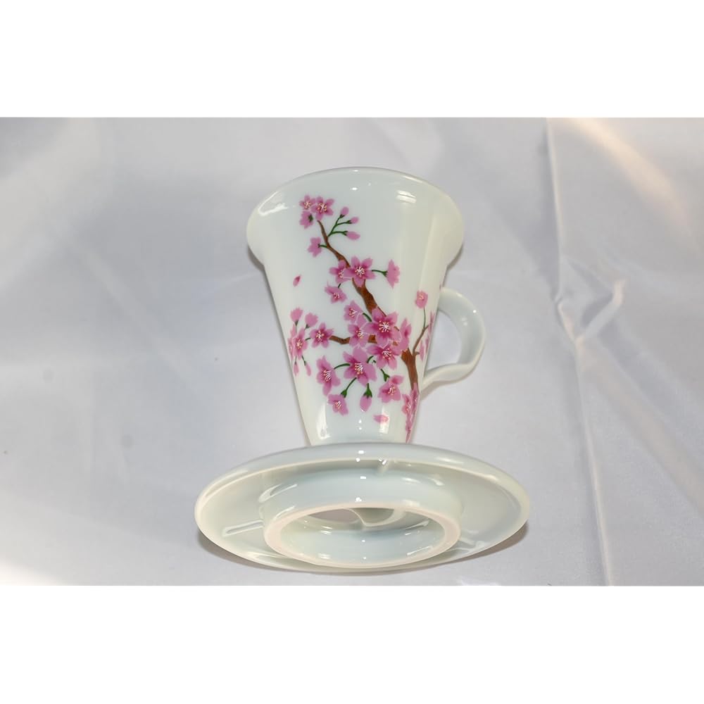 Conical 30 Single Ceramic Coffee Dripper Aritayaki Sakura White Porcelain