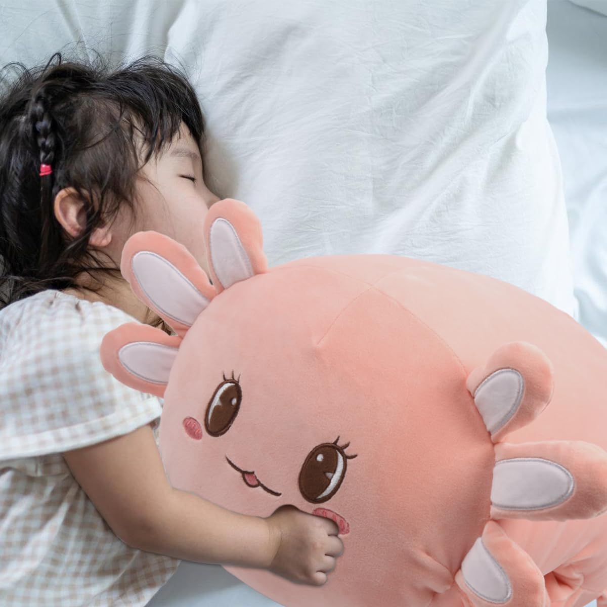 ARELUX Axolotl Stuffed Animal Snuggly Pillow Cute Plush Toy Snuggle Buddy Axolotl Plush Kawaii Soft Body Pillow for Kids Boys Girls 17.7 Inch