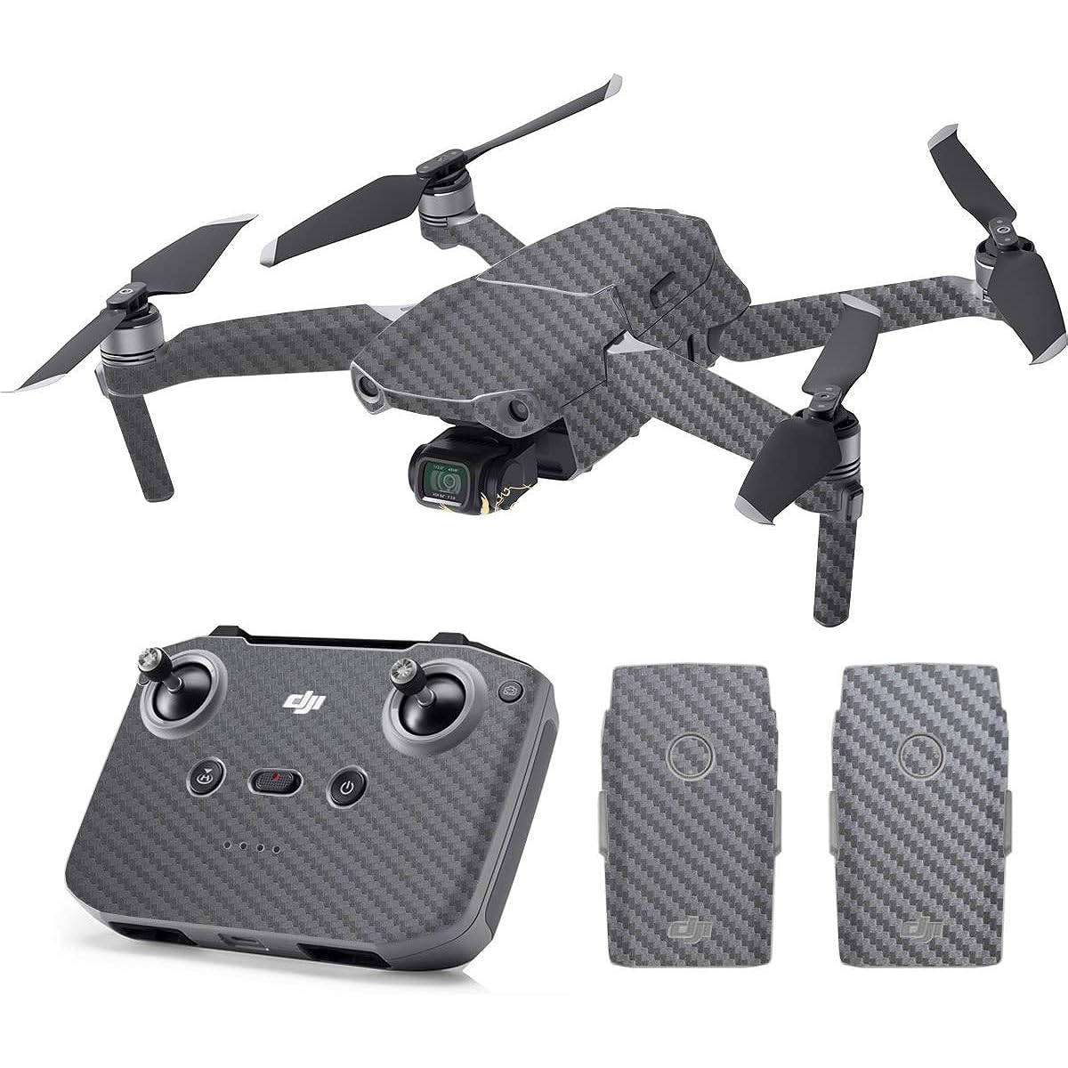 SopiGuard Skin for DJI Mavic Air 2 Precision Vinyl Stickers Full Drone Set + Controller + 3 Battery Skins (3M Carbon Gunmetal Grey)