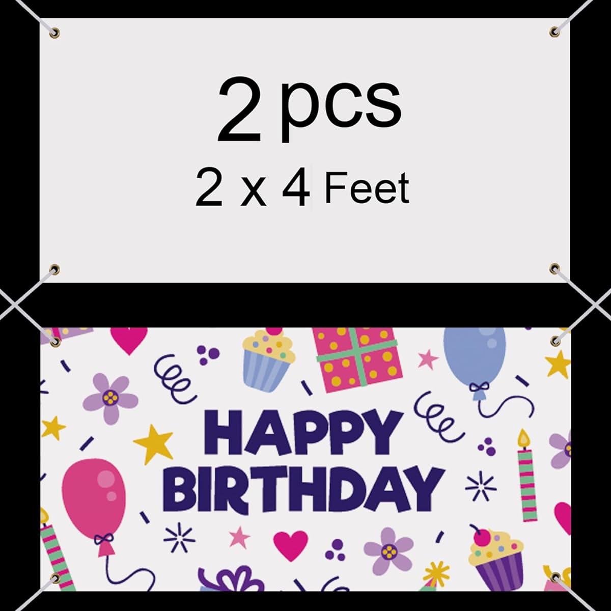 Sublimation Banners Blank Banners for Vinyl Decoration 2x4ft Polyester Oxford Cloth Blank Banner Sign with Hanging Rope DIY Banner Sign for Business Office School Wedding Birthday Party Indoor Outdoor Display