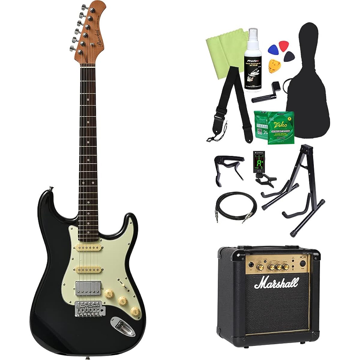 Bacchus BST-2-RSM/R Electric Guitar Beginner 14-piece Set [With Marshall Amplifier] PTL-SOB Strat Type Bacchus