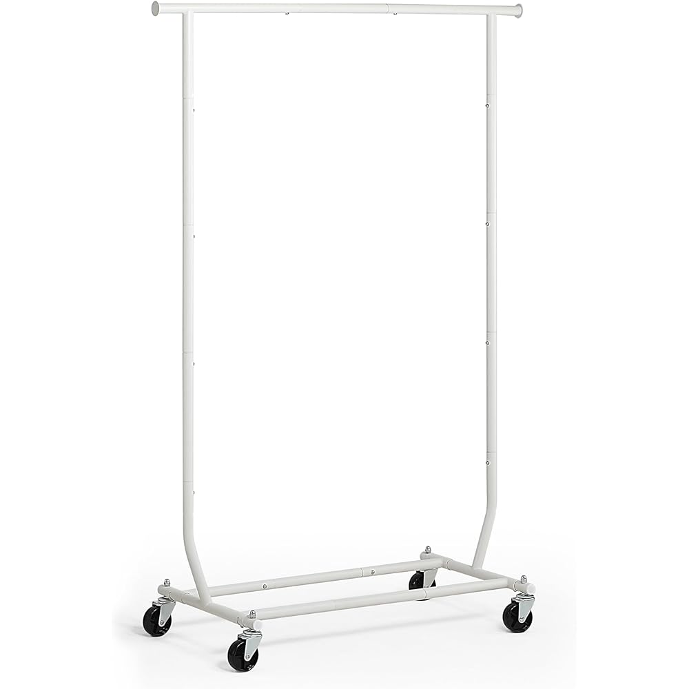 Sunny Point Hanger Rack, Large Capacity, Single, Commercial Use, with Casters, High Load Capacity, Clothes Storage (White, Single)