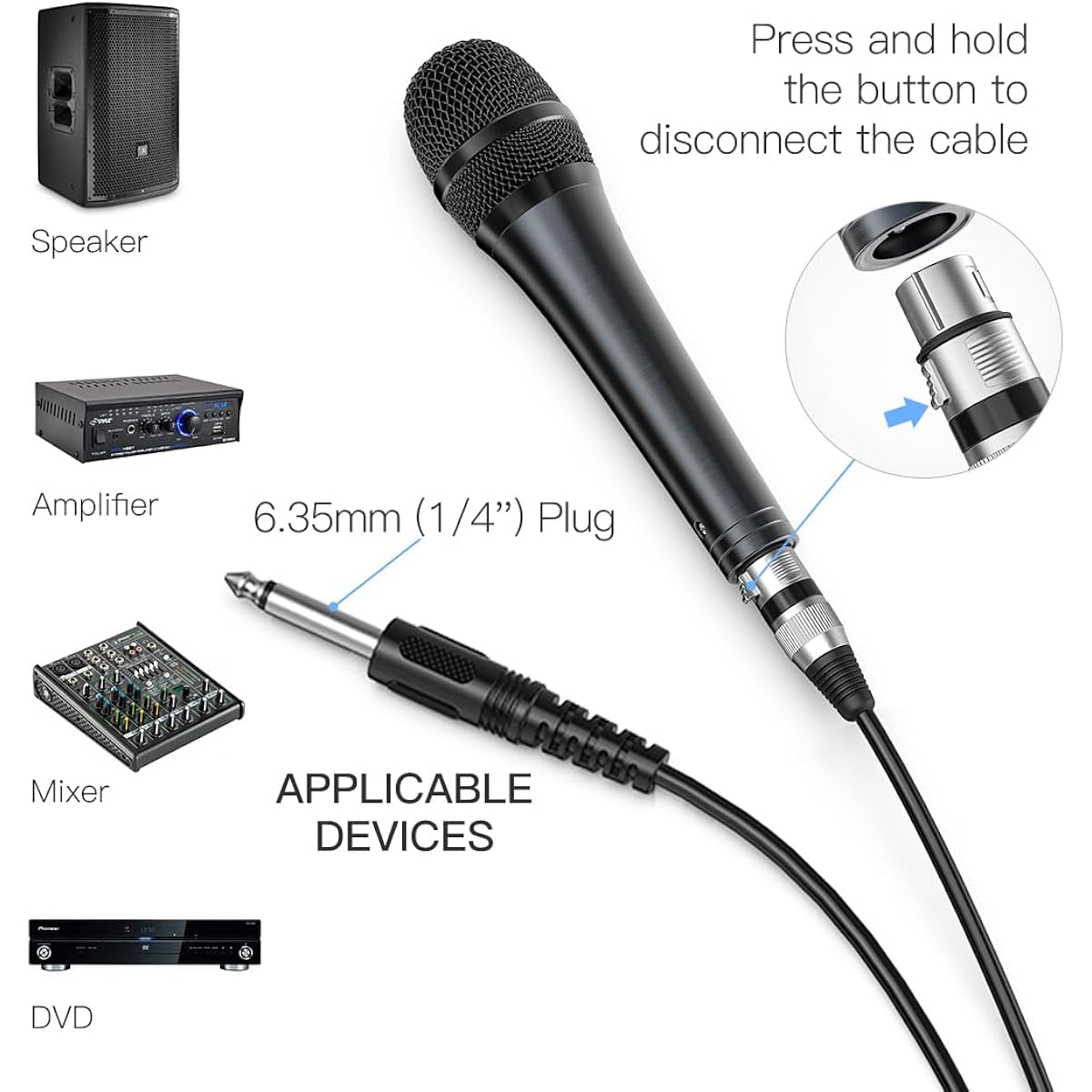 Karaoke Microphone Fifine Dynamic Vocal Microphone for Speakers Wired Handheld Mic with On/Off Switch and 14.4ft Detachable Cable (K6)