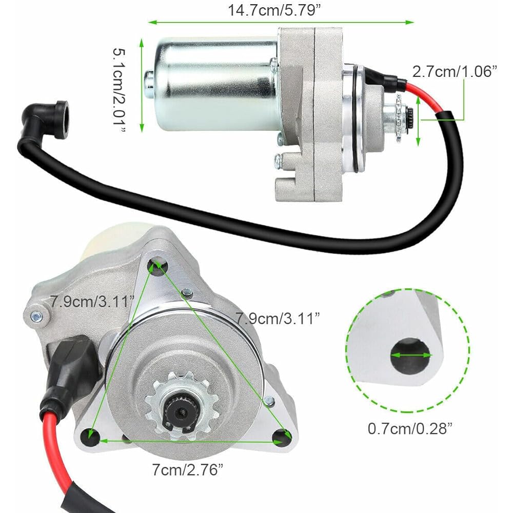 Starter Motor 3 Bolt Upper Mount 50cc 70cc 90cc 110cc 125cc Dirt Bike Go Kart ATV Pit Bike Dune Buggy Sand Rail Quad 4 Wheeler SSR Roketa Taotao Coolster Jonway SunL