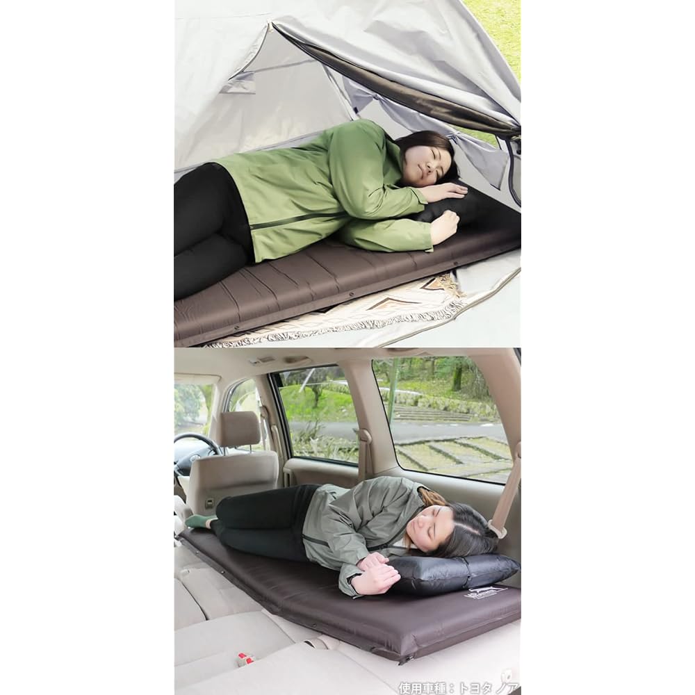 [Radweather] Camping mat for sleeping in the car, extra thick 10cm, urethane sponge for a good night's sleep, water repellent, automatically inflates in 1 minute, 22mm large valve repair kit