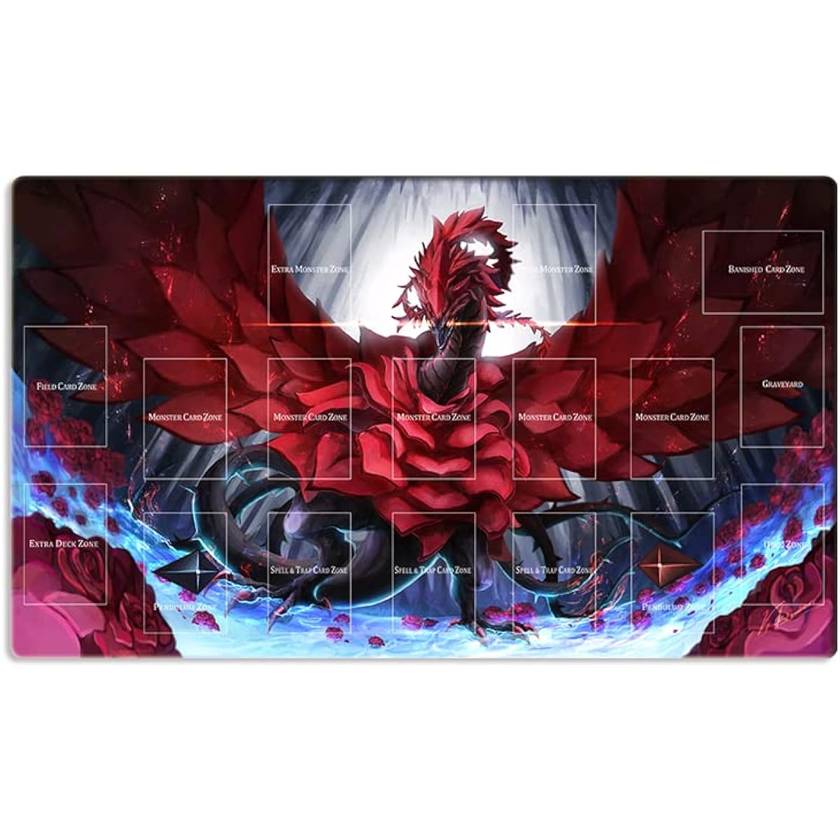 Mlikemat Playmat Black Rose Dragon TCG CCG Trading Card Game Mat Mpose Pad+Free Bag