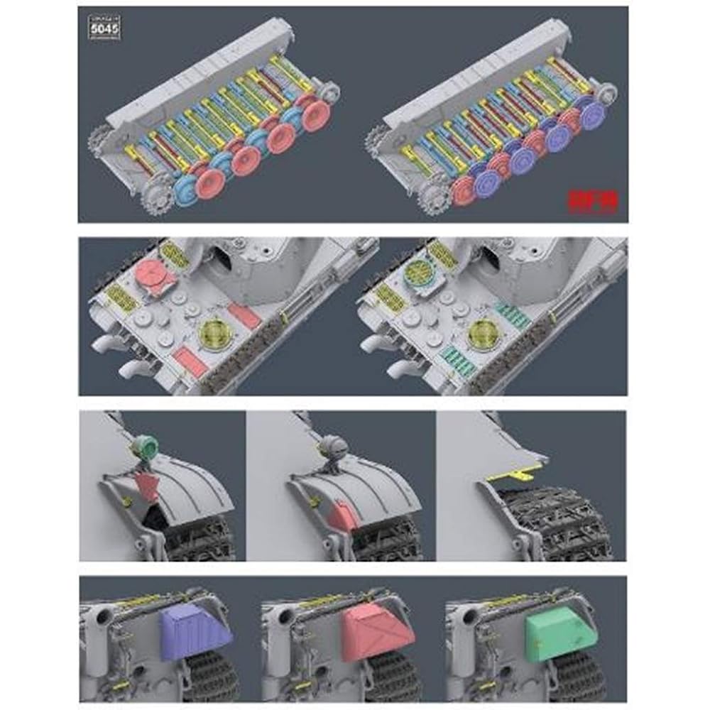 Ryfield Model 1/35 German Army Panther F Type w/Connection Assembly Movable Track Plastic Model RFM5045