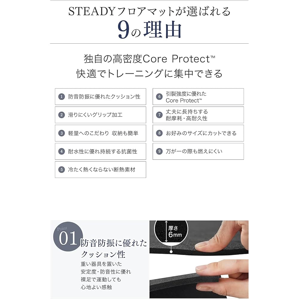 STEADY Training Mat [Designed in Japan proprietary high-density Core Protect™ / Soundproofing/Vibrationproofing/Shock Absorption / 115×76cm] Steady ST137-76 Floor Mat Vibration Absorption Mat