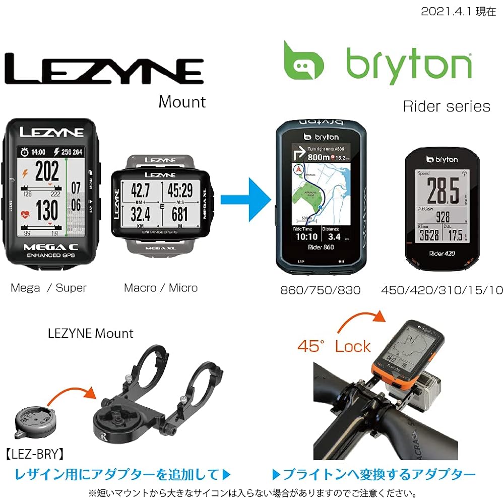 REC-MOUNTS Cycle computer adapter for Bryton Rider series (Lezain mount → bryton) [LEZ-BRY] Conversion to Rider series