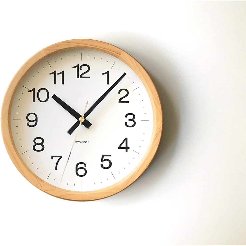 KATOMOKU Muku Clock 16 Hinoki Radio Clock Continuous Second Hand km-108HI φ220mm (Radio Clock)