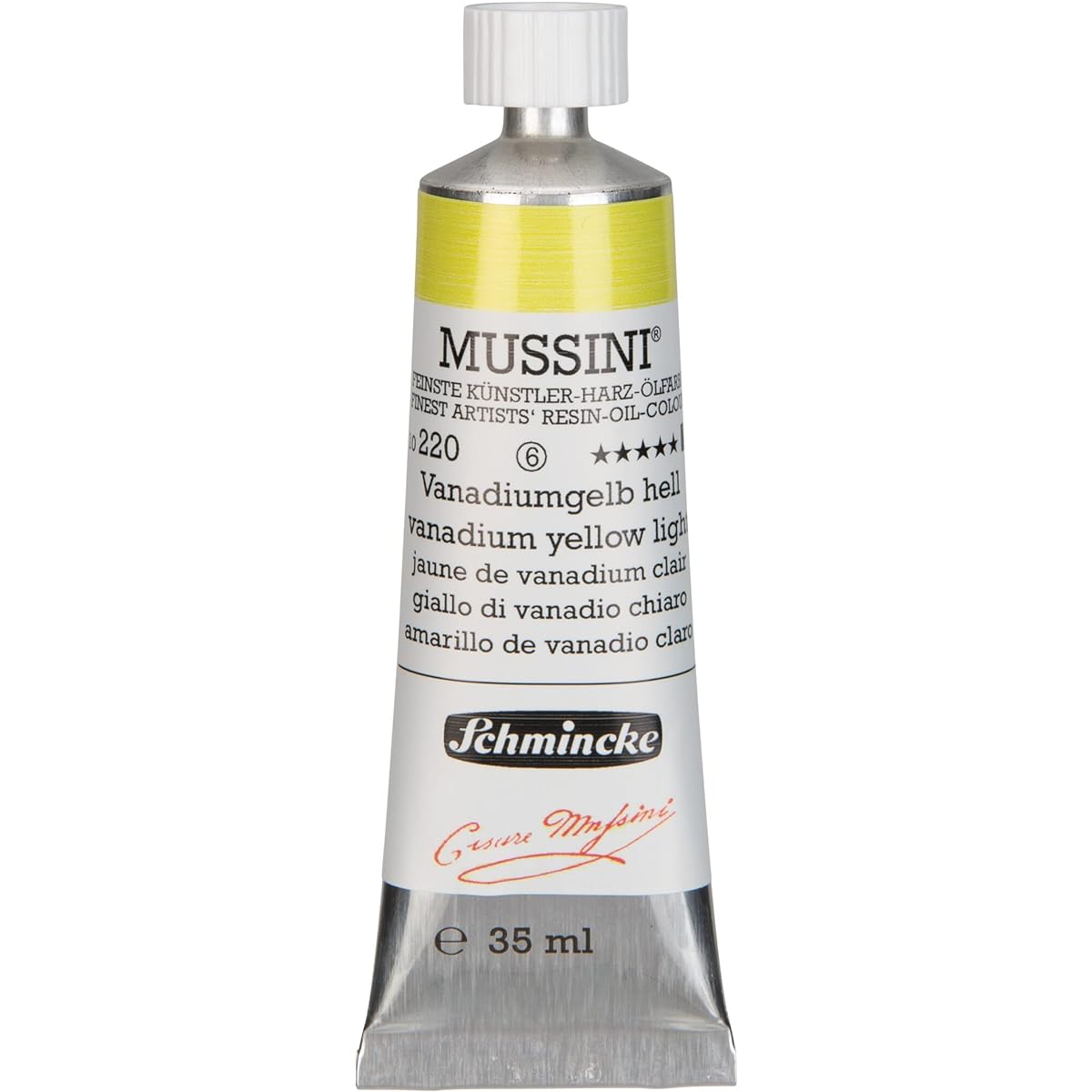 Schmincke Mussini Oils Vanadium Yellow Light 35ml Tube Series 6