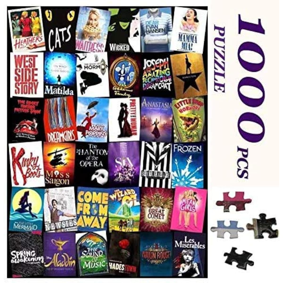 Custom Broadway Musical Theater Large Jigsaw Puzzle for Adults/Kids 1000 Piece Intellectual Puzzle Personalized Gift DIY Toy for Relaxation/Meditation/Home Decoration 27.6x19.7 inches