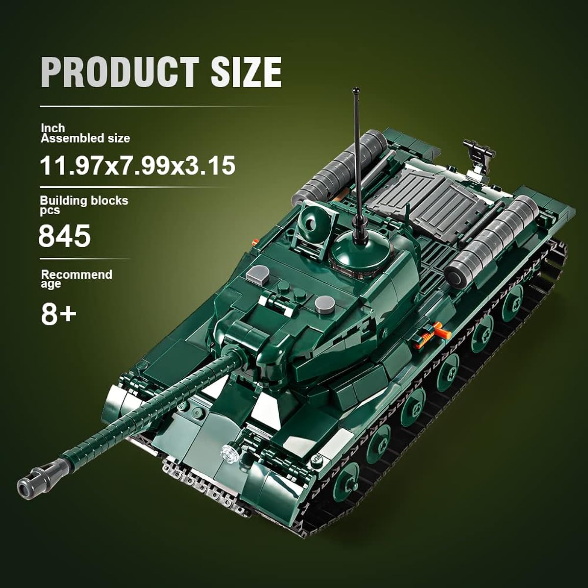 DAHONPA is-2 Heavy Tank Building Blocks (845 Pieces) WW2 Military History Collection Tank Model with 3 Soldier Figures Toy Gift for Kids and Adults