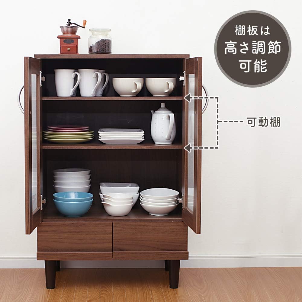 Iris Ohyama Cupboard for Single Living Mini Slim Wood Grain with Drawer Adjustable Shelf Width 60 x Depth 42.3 x Height 93.7cm Off White KPB-9360