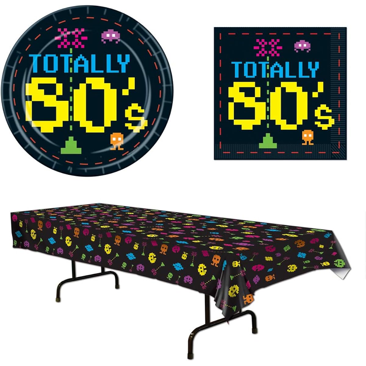Totally 80's Table Cover Plate Napkin 33 Piece Set