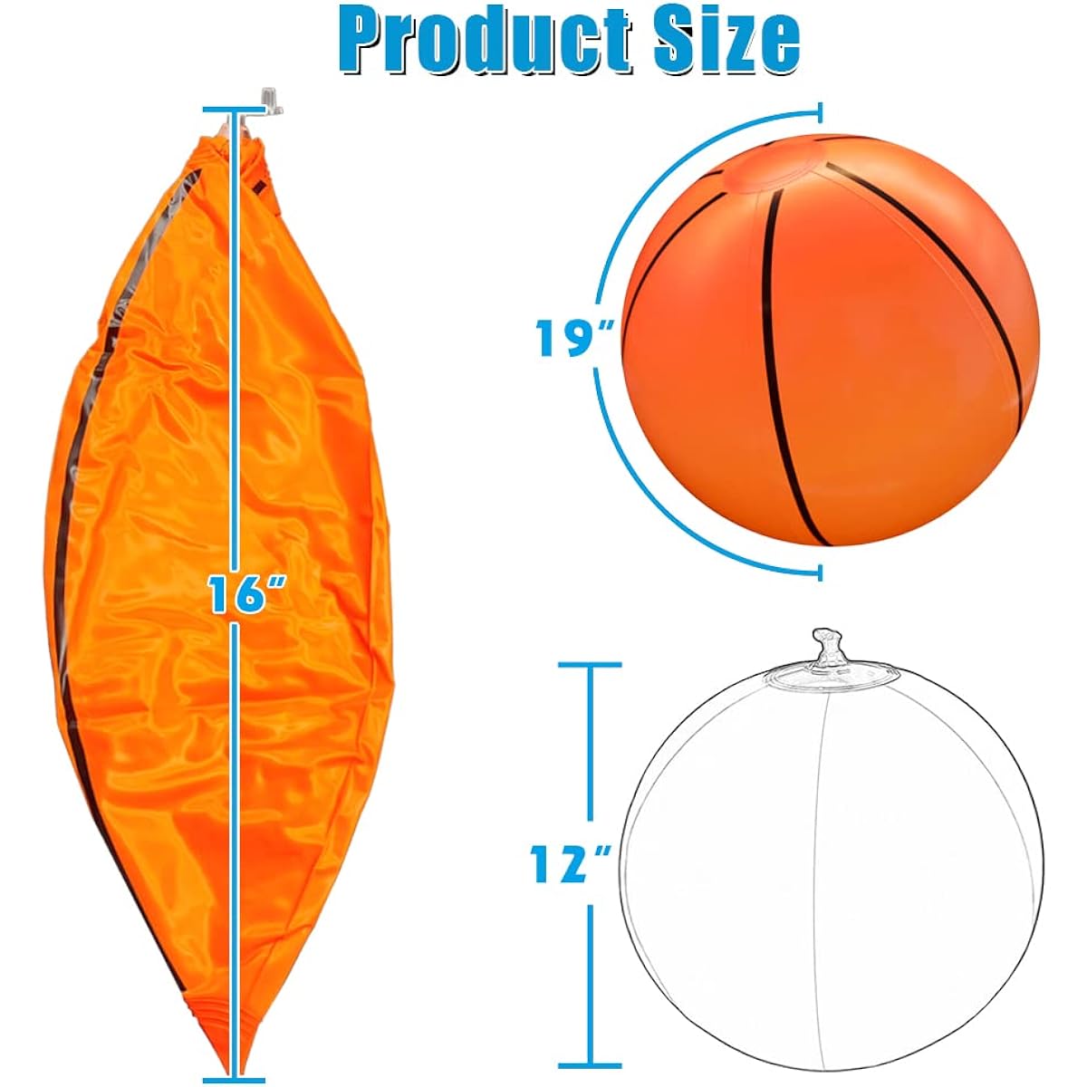 Lamnhin 16" Basketball Beach Balls for Kids - 3 Pack Beach Balls Bulk Inflatable Pool Bulk Hawaiian Tropical Theme Basketball Party Supplies