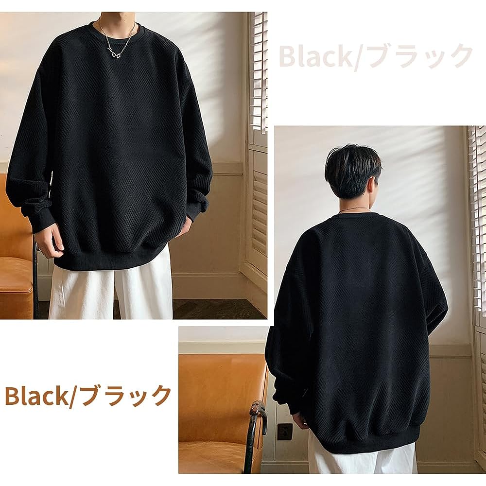 [Hainardan] Men's Sweatshirt, Long Sleeve, Large Size, Parka, Men's, Autumn, Winter, Plain, Waffle, Stylish