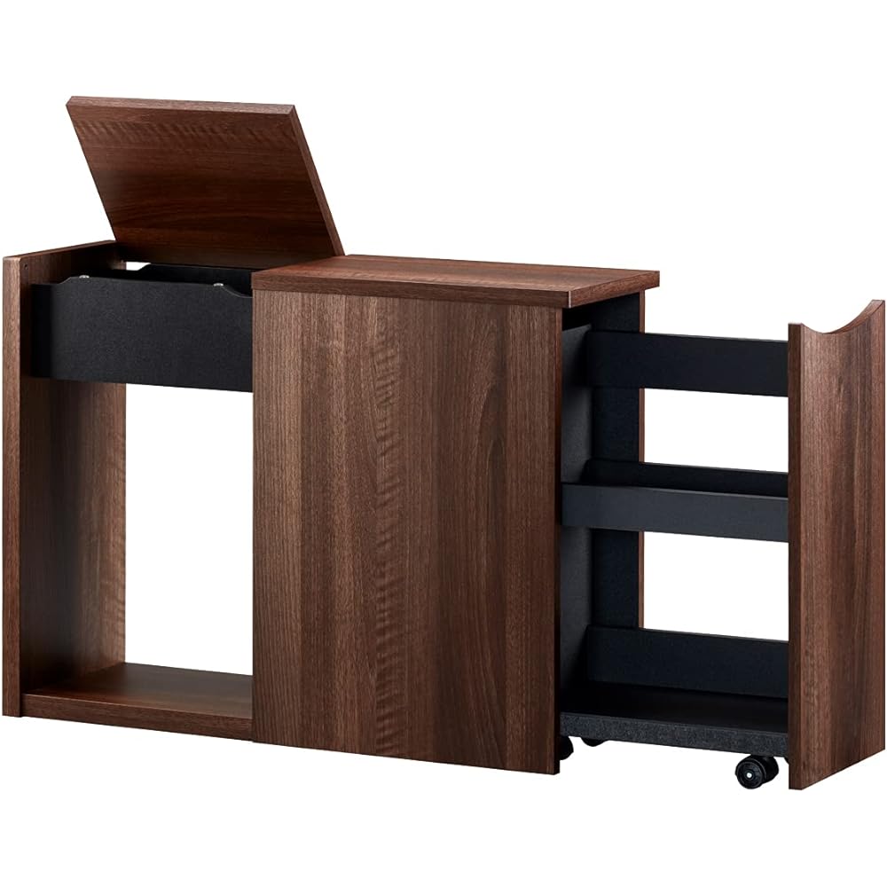 Asahi Wood Processing Sofa Side Storage Roof Deft Width 23.2 x Depth 70 x Height 51.6cm Brown Approximately 46 comics with accessory storage RDS-5020ST-DB