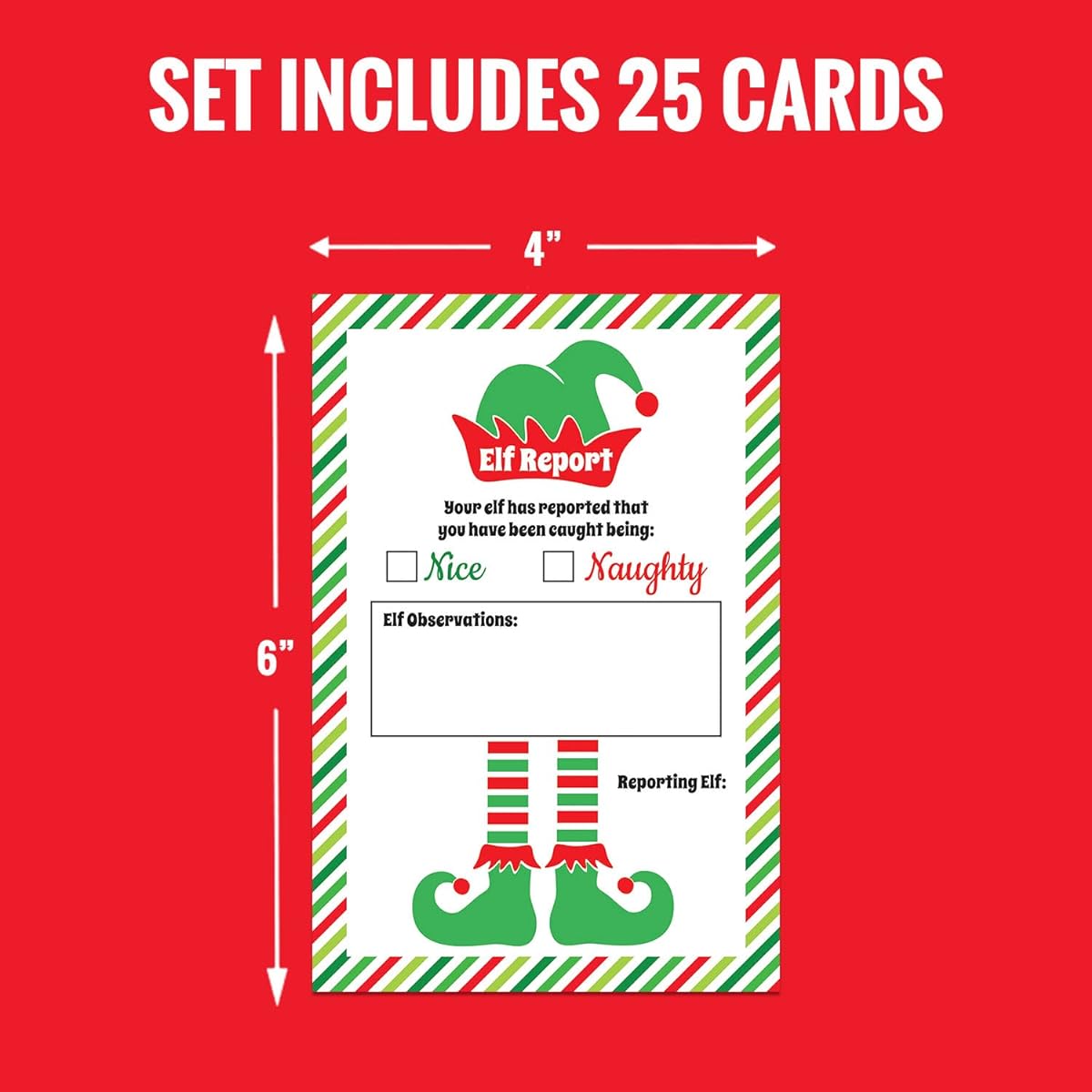 PINK PIXIE STUDIO 25 Official Boy Elf Report 4" x 6" Elf Notice the Naughty and Nice Behavior of Elves Accompanying the Holiday Christmas Elves - North Pole Santa Watch Christmas Card Notebook