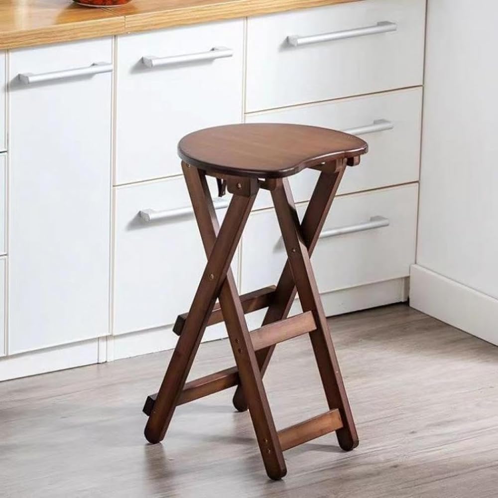 Yeziner Counter Chair Bamboo 60cm Stool Foldable with Footrest Counter Chair Bar Chair Cafe Bar Chair Coffee Shop Dining Chair Lightweight Stylish (Brown)