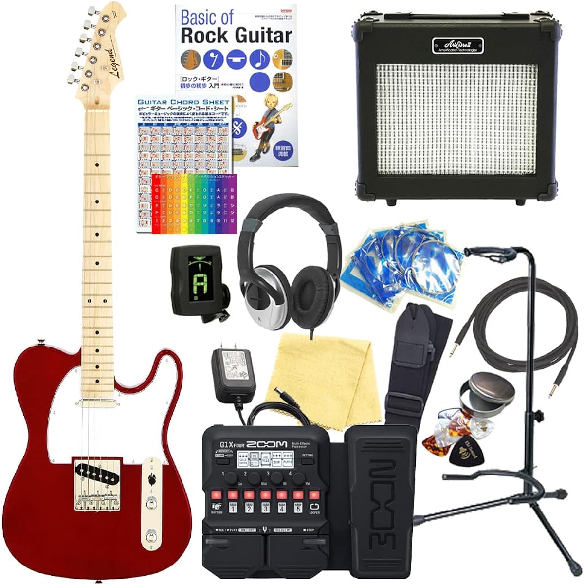 Electric Guitar Beginner Set Telecaster Type 18-piece Set Legend LTE-Z CA/M [ZOOM G1XFour Multi-Effects Included]