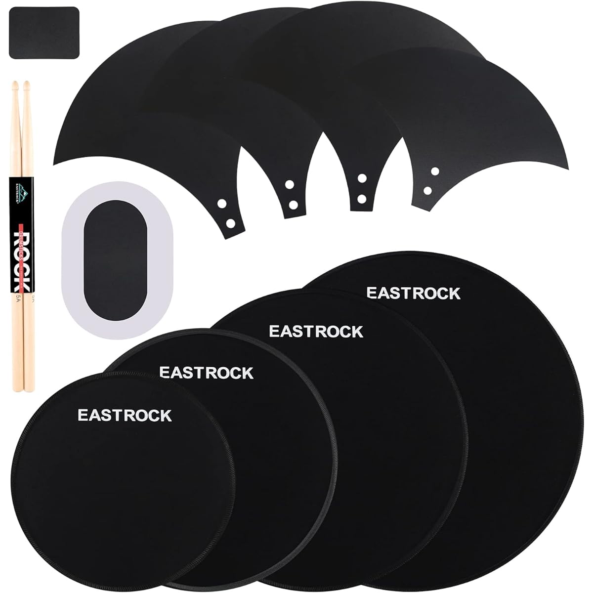 EASTROCK Drum Mute Pad Set 10 Pieces Cymbal Pad + Hi-Hat Set Pad Foam Drum Silencer Pad Fits 10", 12", 14", 16" (Drum Mute Pad Pack)