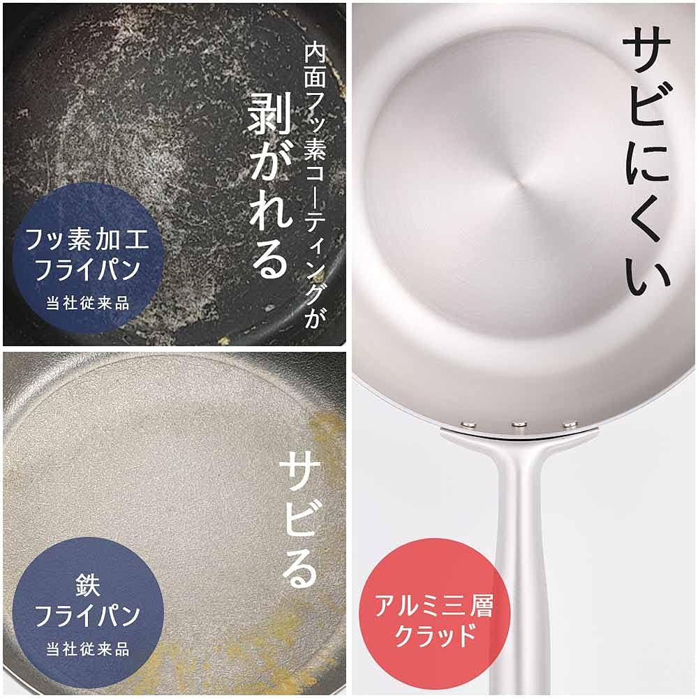 Tools KOGU Shimomura Planning Frying Pan, Deep 24cm [Made in Japan] Stainless steel, 3-layer steel, Stir frying, Boiling, Deep frying, Gas fire, IH compatible, Dishwasher compatible, Tsubame Sanjo 44426