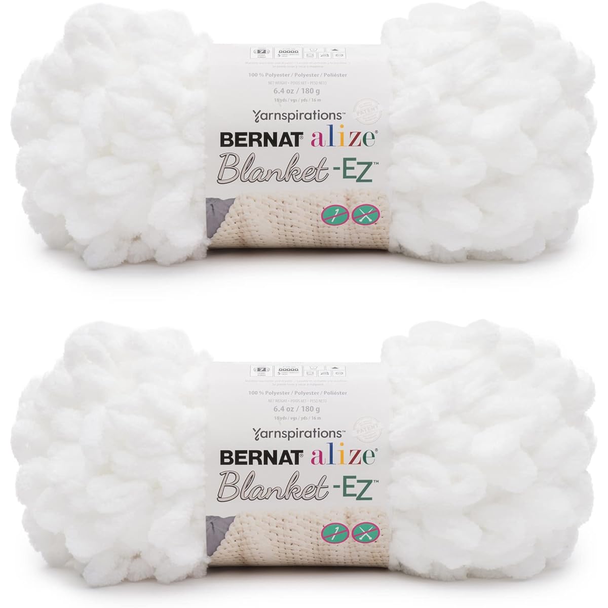 Product Name: Bernat Alize Blanket-EZ Super Soft Looped Yarn for Beginners, Hand Knitting- No Needles or Hooks Needed, White