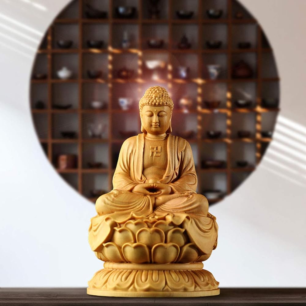 Buddha Statue, Shakyamuni Buddha Statue, Soto Zen Buddhism, Shakyamuni Buddha Seated Statue [Tathagata] Buddha Lotus Stand, High Quality Natural Boxwood Wood Carving, Tathagata Buddha Statue, Carved Buddha Statue, Wooden Buddha Statue, Hand Carved Buddha