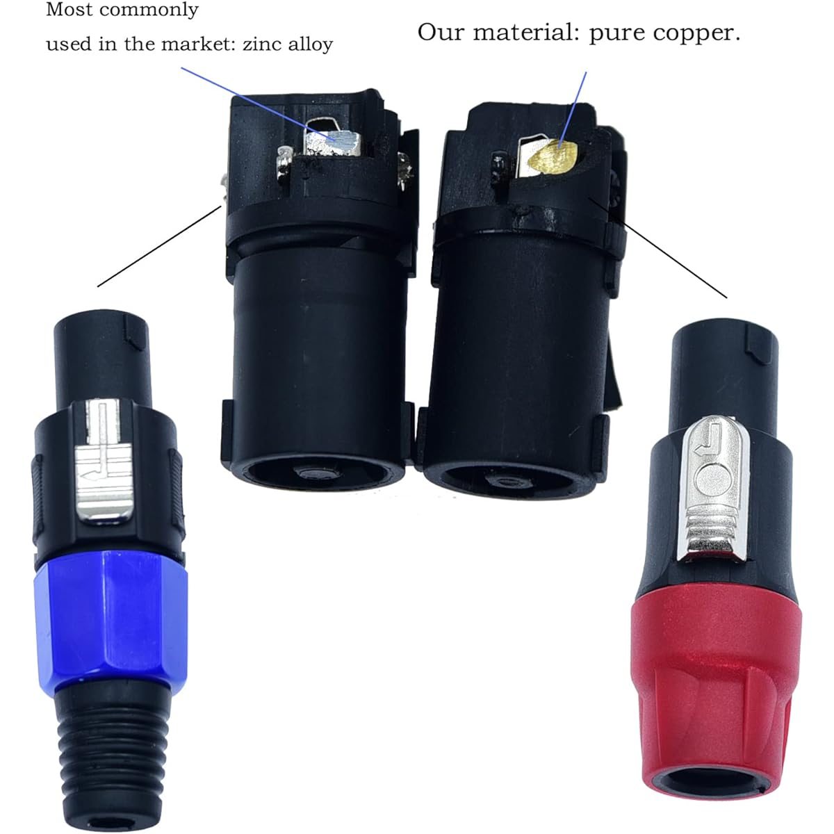 Speak on Professional Speakon - 1/4" TS Speaker Cable for PA Jack Pair 18AWG Gauge Male Audio Port Plug Amplifier Connection DJ AMP Heavy Duty Bosina Cord Wire Feet with Twist Lock (6 Feet) Set of 2