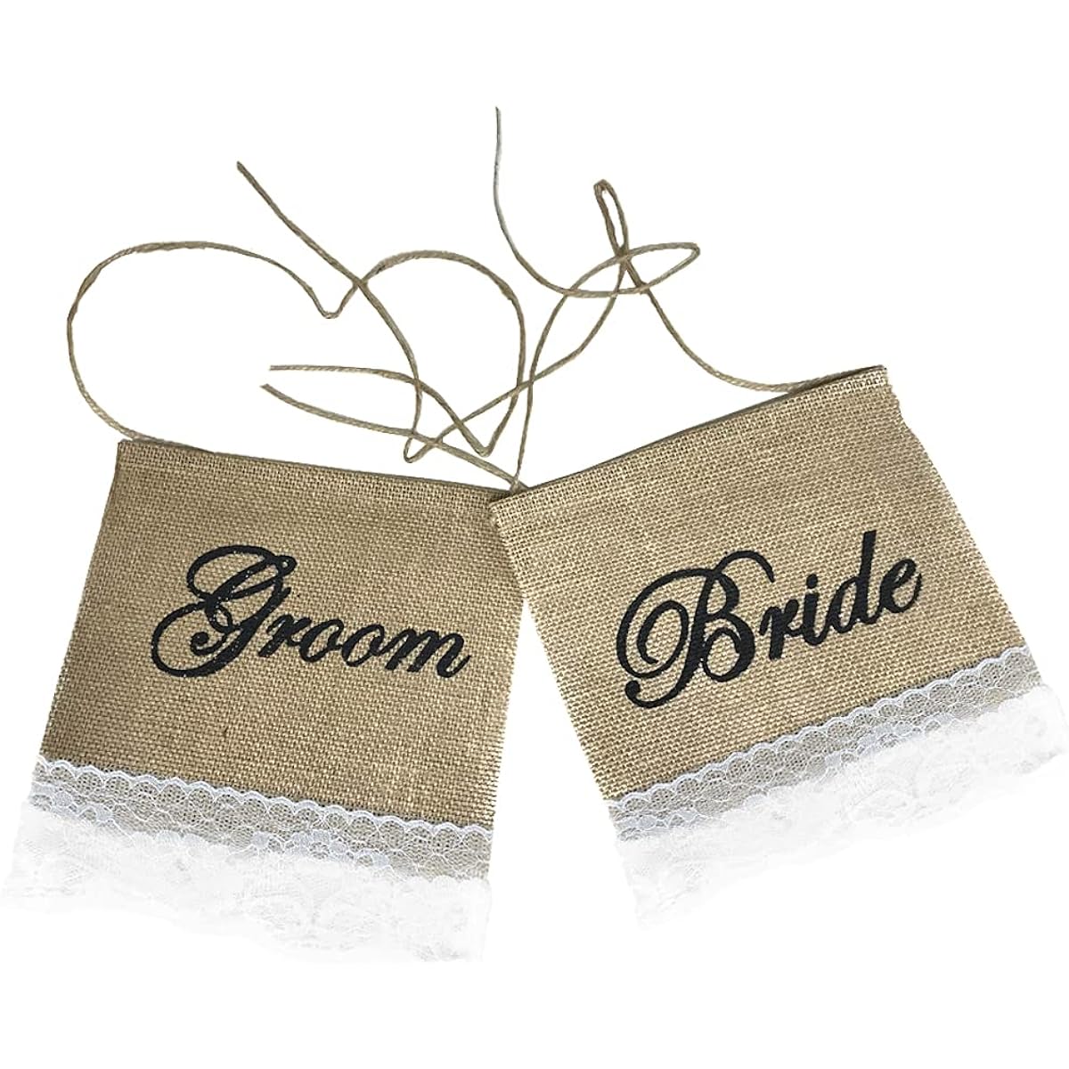 NOVELTY GIANT WWW.NOVELTYGIANT.COM Rustic Wedding Bride and Groom Chair Sign Burlap Banner