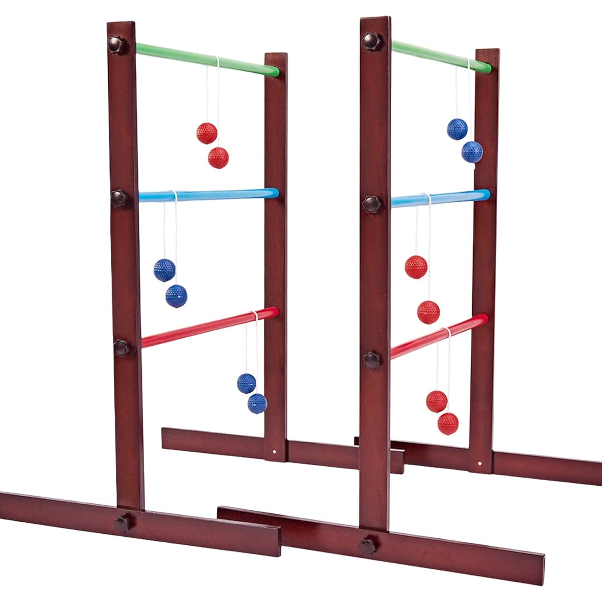 SpeedArmis Ladder Ball Game Set - Retro 35" Rubber Wood Ladder Ball Golf Lawn Game with 6 Bolo Balls, Carry Case and Heavy Duty Bolts - Outdoor Yard Game for Kids, Adults and Families