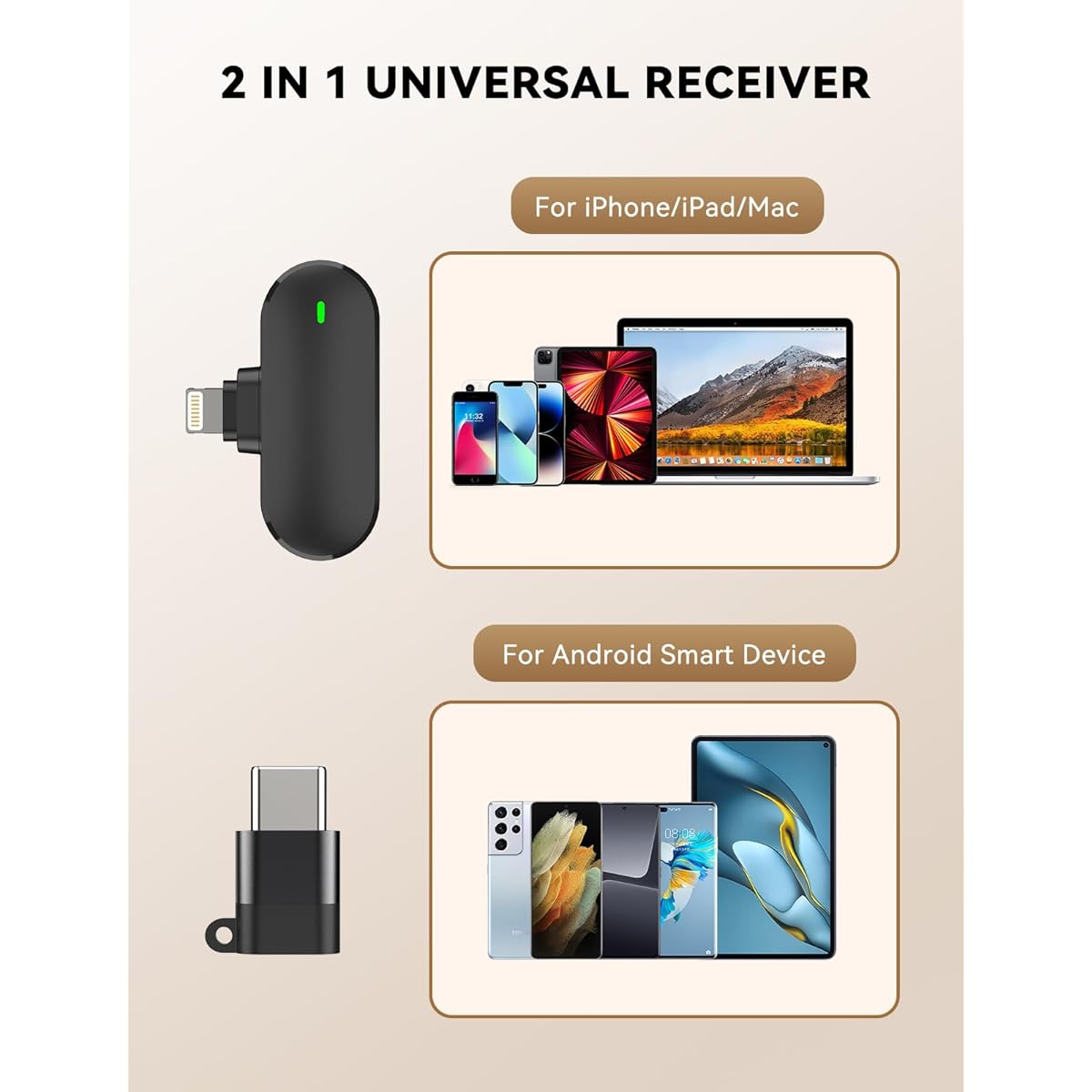 AutimHoo Wireless Lavalier Microphones for iPhone iPad Android - Double Mics Mini Microphone with Noise Cancellation and Mut