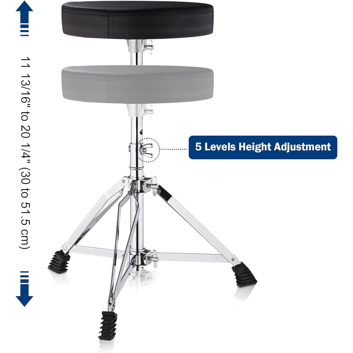AW Drum Throne Padded Seat Drummer Stool Round Chair 12"~20" Height Adjustable Foldable Stand Percussion Accessories